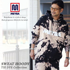 MEYBA ���C�o �^�C�_�C �v���I�[�o�[�p�[�J�[MF3W22AN TIE DYE SWEAT HOODY BLACK×SEA MIST �u���b�N �x�[�W�� S-XL ���S �X�E�F�b�g �p�[�J�[ �Z�b�g�A�b�v �C�O �u�����h �X�y�C�� �X�g���[�g �I�[�o�[�T