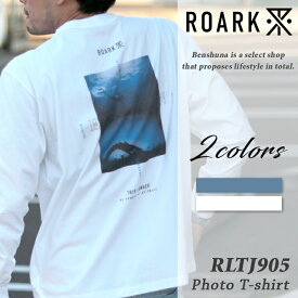 ROARK REVIVAL ロアークリバイバル フォトプリント長袖Tシャツ RLTJ905 ホワイト フォギーブルー / "R.E.U" PHOTO LS TEE メンズ M-Lサイズ ロアーク 新作 Tシャツ ロゴ バックプリント フォトT ワンポイント ヘビーオンス ブランド 大人 お洒落