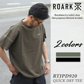 ROARK REVIVAL ロアークリバイバル ドライTシャツ RTJPD1020 BLK ブラック / 2024年春夏新作 DELTA QUICK DRY TEE メンズ M-Lサイズ ロアーク 新作 Tシャツ 半袖 ロゴ ワンポイント ドライタッチ ストレッチ ブランド 大人 お洒落