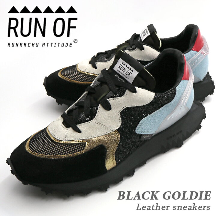 楽天市場 Run Of ランオブ 数量限定ランニングスニーカー Black Goldie ブラックゴールディー メンズ 39 43サイズ 25 0cm 28 5cm イタリア ハイブランド シューズ 靴 トムフォード ジミーチュー ベルサーチ デザイナーズ ド派手 高級 Leon ベンシュナ メンズアパレル 雑貨