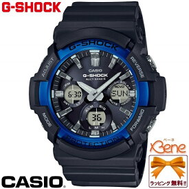 正規新品 三つ窓 アナデジ CASIO G-SHOCK/カシオジーショック BASIC/ベーシック BIG CASE/ビッグケース メンズタフソーラー電波ウォッチ マルチバンド6 ワールドタイム ストップウォッチ 20気圧防水 ブラック×ブルー/黒×青 GAW-100B-1A2JF