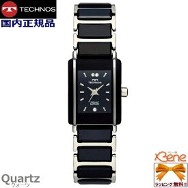 [新品!正規品/日本全国送料無料]TECHNOS/テクノス レディースクオーツ アナログ ステンレス セラミック ブラック×シルバー 3気圧防水 TSL906TB