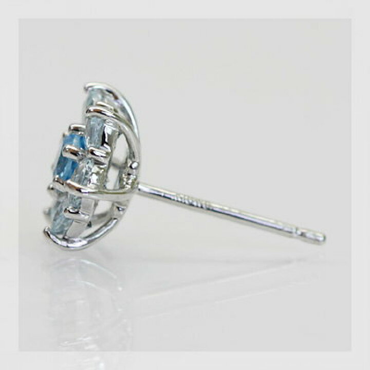 楽天市場】ブルートパーズ×アクアマリン フラワーデザインピアス PT900 