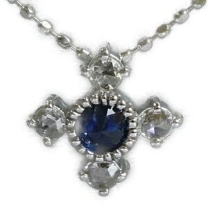 サンエンタープライズ社ブルーサファイア×ローズカットダイヤゴシッククロスペンダントトップ(チェーン無し) 誕生石 4月 9月 PT900 K18 K10対応 ご注文後弊社で金種選択に記載のある金額を加