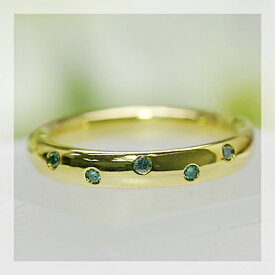 グリーンダイヤモンド5石シンプルリング 誕生石 4月 PT900 K18 K10対応　PT,K18はご注文後弊社で金種選択に記載のある金額を加算しご連絡します 【クリスマス】【xmas】