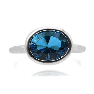 限定1本 K10WG ロンドンブルートパーズ コンケイブカット リング 11号 サイズ変更承ります 誕生石11月