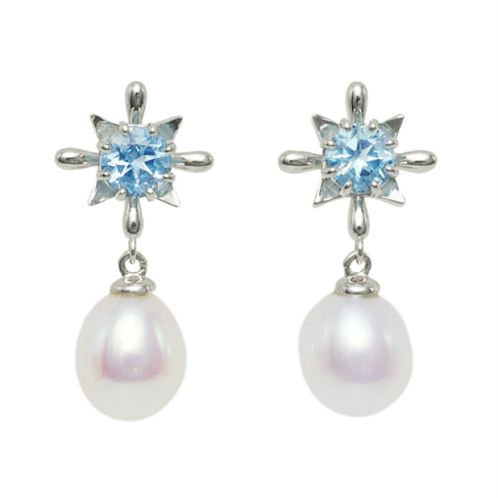 楽天市場】アクアマリンx湖水真珠ピアス「水のかたち」 PT900 K18 K10  