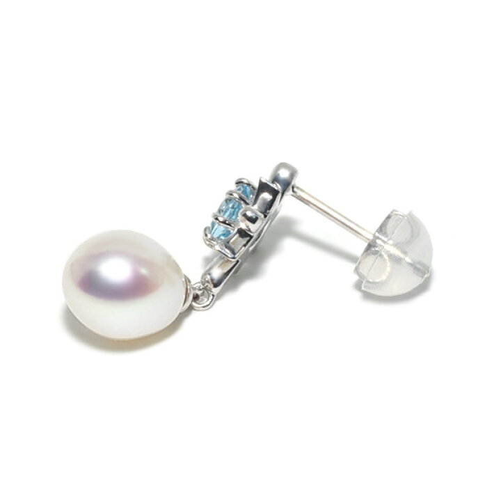 楽天市場】アクアマリンx湖水真珠ピアス「水のかたち」 PT900 K18 K10  
