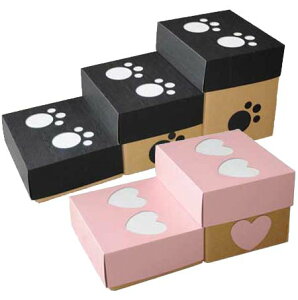 犬、猫用 階段 スロープ わんステップ 3段黒+2段ピンクセット 国産硬質ダンボール製【あす楽対応商品】