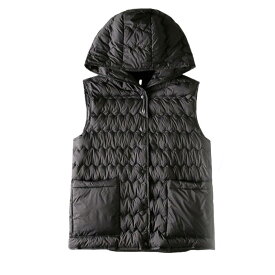 レディース ダウンベスト ジャケット ノースリーブ 薄手 ジャケット 軽量 防風 フード付き 上着 前開き 無地 シンプル ウルトラライト 暖かい ベスト ショートコート トップス 冬