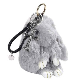 [ZIYMU] ラビットファー バッグチャーム うさぎ クロス チャーム キーホルダー キーリング 携帯ストラップ アクセサリー 3color zm-c-003