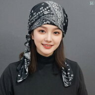 レディース 白髪隠し ヘッドスカーフ 帽子 春秋 薄手 大きめ スタイリッシュ ファッション ヘアバンド 普…