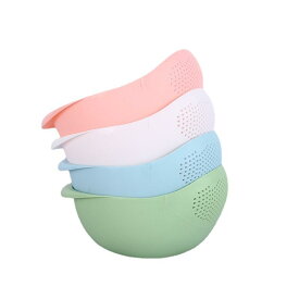 洗米器 キッチン用品 便利グッズ ざる ボウル 2点セット 浸け置き 水切り 湯切り 野菜洗い くだもの 洗米ボウル 持ち手付き プラスチック 多機能 厚手 丈夫 耐久性 シンプル 台所 収納 整理 調理器具 時短 すすぎ お米