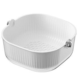 水切りかご キッチン収納用品 双層 水切りバスケット フルーツバスケット 果物皿 プラスチック ボウル 洗い桶 ざる コランダー 浸け置き 野菜洗い 米とぎ 撥水 持ち手付き シンプル 台所 便利 グッズ おしゃれ 食洗機対応 コンパクト