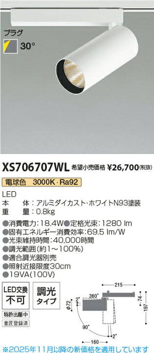 楽天市場】コイズミ照明(KOIZUMI)スポットライト(電球色)XS706707WL 