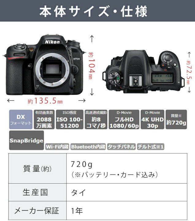 楽天市場】（究極のパパカメラ6点セット） ニコン D7500 ボディ  