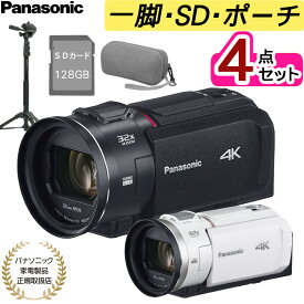 (届いてすぐ使える学校行事向け一脚セット) パナソニック デジタル4Kビデオカメラ HC-VX3 ブラック ホワイト 4K 高画質 動画 ビデオ 撮影 運動会 発表会 コンパクト 光学式 手ブレ補正【ポーチ＆SD128G＆一脚セット】（ラッピング不可）（.QL）