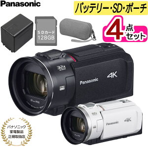 (長時間撮影も安心!バッテリーパックセット) パナソニック デジタル4Kビデオカメラ HC-VX3 ブラック ホワイト 4K 高画質 動画 撮影 運動会 発表会 コンパクト 光学式 手ブレ補正【ポーチ&SD128
