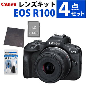 �L���m�� �~���[���X���J���� EOS R100 RF-S18-45 IS STM �����Y�L�b�g �f�W�^���J���� Wi-Fi Bluetooth 4K���� SD�J�[�h64GB �N���[�j���O�L�b�g ���b�v�N�b�V���� �t4�_�Z�b�g�i.QL�j