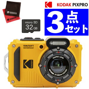 KODAK �R�_�b�N �R���p�N�g�f�W�^���J���� �h���J���� PIXPRO WPZ2-AMZ �C�G���[ �h�� �h�o �ϏՌ� Wi-Fi 1600����f ���w4�{�Y�[�� �N���X�{32GB�J�[�h�t3�_�Z�b�g�i.QL�j