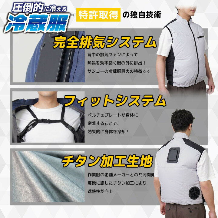 楽天市場】サンコー 冷蔵服2026 ベストタイプ TKCV26S ネイビー