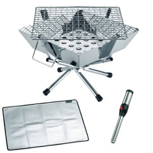 ユニフレーム ファイアグリルsolo & バーナーシート大 & スティックターボ II 683095 610657 632048 BBQコンロ 焚き火シート 芝生保護 UNIFLAME(ラッピング不可)(.QL)