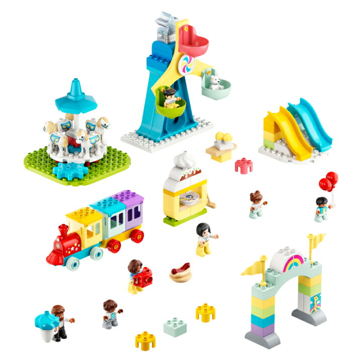 楽天市場 レゴ R 認定販売店 レゴ デュプロ デュプロのまち たのしい ゆうえんち Lego おもちゃ 玩具 ブロック 男の子 女の子 知育 幼児 1歳 2歳 3歳 子育て ごっこ遊び 大きい プレゼント ギフト 誕生日 ベネリック レゴストア楽天市場店