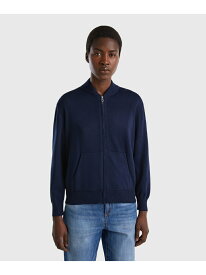 【SALE／60%OFF】(W)ジップアップニットカーディガン BENETTON (UNITED COLORS OF BENETTON.) ベネトン(ユナイテッド カラーズ オブ ベネトン) トップス カーディガン ネイビー【RBA_E】【送料無料】[Rakuten Fashion]