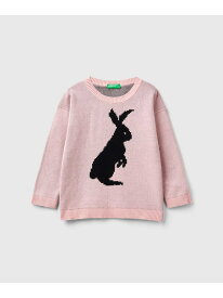 【SALE／65%OFF】(K)キッズうさぎモチーフクルーネックニット・セーターB BENETTON (UNITED COLORS OF BENETTON.) ベネトン(ユナイテッド カラーズ オブ ベネトン) トップス ニット ピンク レッド【RBA_E】[Rakuten Fashion]