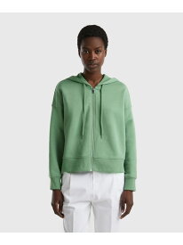 【SALE／65%OFF】(W)フードジップアップスウェットパーカー BENETTON (UNITED COLORS OF BENETTON.) ベネトン(ユナイテッド カラーズ オブ ベネトン) トップス パーカー・フーディー グリーン【RBA_E】【送料無料】[Rakuten Fashion]