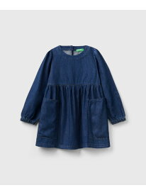 【SALE／65%OFF】(K)キッズデニムビッグポケット長袖パフスリーブワンピースG BENETTON (UNITED COLORS OF BENETTON.) ベネトン(ユナイテッド カラーズ オブ ベネトン) ワンピース・ドレス ワンピース ネイビー【RBA_E】[Rakuten Fashion]