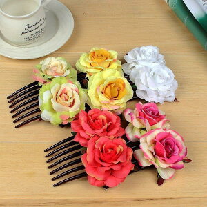 コーム かんざし ヘアアクセサリー ヘッドドレス コサージュ フラワーモチーフ お花 レディース 髪飾り 髪留め ヘアアレンジ 結婚式 パーティー お