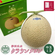 【即日出荷（営業日12：00まで(定休日除く)】【送料無料】 静岡産 クラウンメロン 中玉 1玉 (1.2kg前後) …