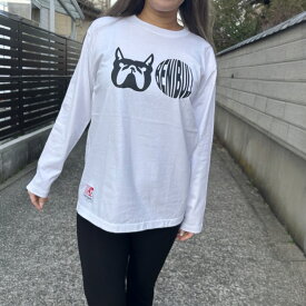 BENIBULL 長袖 ロンT メンズ レディース 長袖Tシャツ 綿 クルーネック フレブル ロゴ ホワイト 紅谷屋