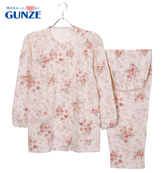 【グンゼ】長袖パジャマ婦人秋冬用S/M/LサイズTB2827【寝巻】【レディース】【介護】【GUNZE】【ねまき】【入院】【室内着】【部屋着】【前開き】【女性用】