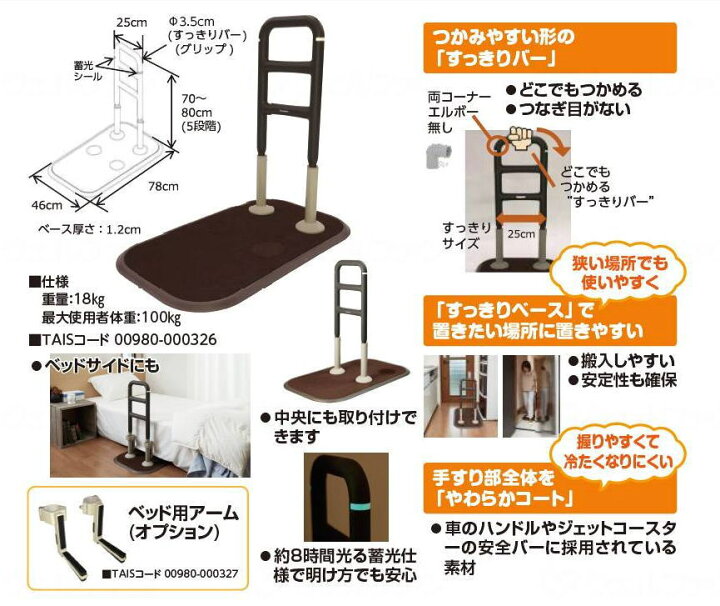 楽天市場】室内用据え置き手すり 「すっきり手すり クリンディ」 (PN 
