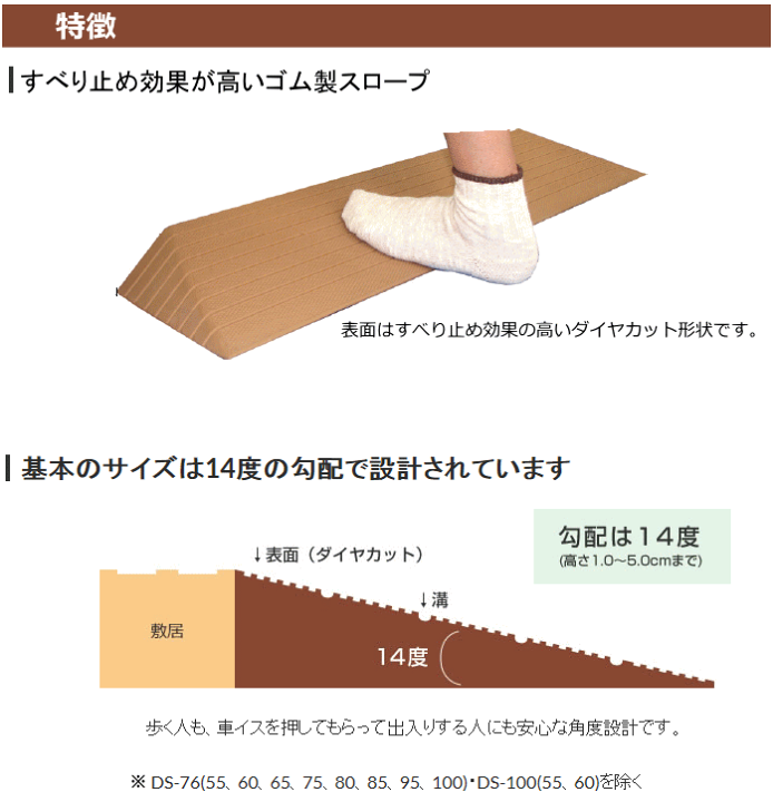 楽天市場】段差解消 ダイヤスロープ 幅76cn×高さ4.5cm 室内用 硬質ゴム