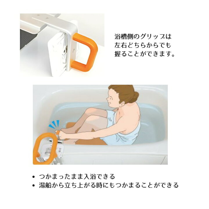 楽天市場】入浴グリップ ユクリア コンパクト130 浴槽壁厚4.5〜13cm用 