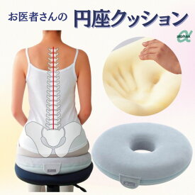 ロングセラー！お医者さんの円座クッション カバー付き ブルーグレー（アルファックス）AP-5613 低反発ウレタン ドーナツクッション 円座 オールシーズン カバー洗濯OK 軽量【送料無料】妊婦 老人 高齢者 介護用クッション 痔 産後 ドーナッツ 穴開き 丸い 座布団 腰痛