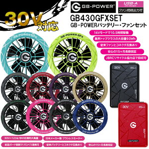 �ySS���ԃ|�C���g10�{�z���M�W���p�� GB-POWER GB430GFXSET GB-POWER�o�b�e���[�E�t�@���Z�b�g 30V �󒲃E�G�A �M���Ǒ΍� �ėp �ڋ�