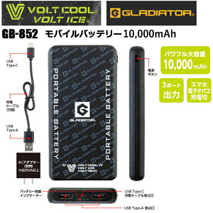 �R�[�R�X�M�� GLADIATOR VOLT COOL GB-852 ���o�C���o�b�e���[ 10,000mAh �󒲃E�G�A �M���Ǒ΍� �ėp ������ �ڋ�