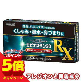 【エントリーでP5倍】【第2類医薬品】エピナスチン20 RX 鼻炎薬 40錠 花粉症 薬 ※セルフメディケーション税制対象商 メール便送料無料品