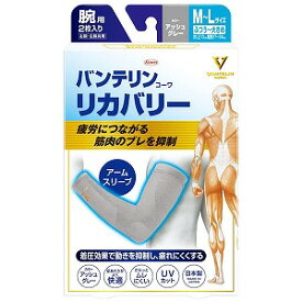 バンテリンコーワ リカバリー アームスリーブ アッシュグレー ふつう～大きめ M～Lサイズ 2枚入 送料無料