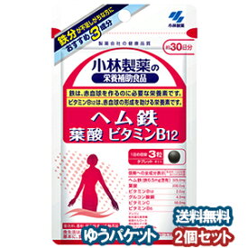 小林製薬 ヘム鉄 葉酸 ビタミンB12 90粒（約30日分）×2個セット メール便送料無料