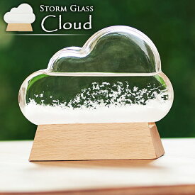 【送料無料】Storm Glass Cloud ストームグラスクラウド 雲型 ストームガラス 天気予報 卓上オブジェ スピリチュアルオブジェ 雪の結晶風 気象計 天気管 雲 天気 天気予報 結晶 台風 サイエンス 科学 ナチュラル オシャレ 可愛い 北欧 木製 ガリレオ