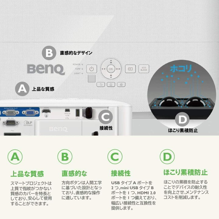 楽天市場 直営店 Benq ベンキュー Dlp Android Os搭載スマートプロジェクター Eh600 フルhd 3500lm ワイヤレス 無線lan 2 5kg Bluetooth Hdmi D Sub スピーカー ベンキュー ダイレクトショップ