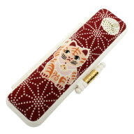 印鑑ケース 猫 ねこ 15mm お〜い。ねこ 赤色 13.5mm・15mm対応 かわいい 朱肉付き