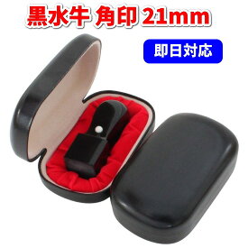 【300円クーポン中】法人 角印 21mm 黒水牛 会社 法人角印 即日発送 印鑑セット ケース付き アールケース 合皮 ローマ字 オーダー 作成可能 送料無料