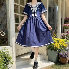 セーラー ワンピース 女子 セーラー 襟付ワンピース 半袖 春夏 学園祭 文化祭 女子 高生 セーラー服 制服 半袖 セーラー風ワンピース 春