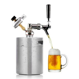 ビールサーバー ビールディスペンサー 缶ビール ステンレス鋼製 2Lビール樽システム カーボネーター蛇口ミニCO2レギュレーター付き 家庭